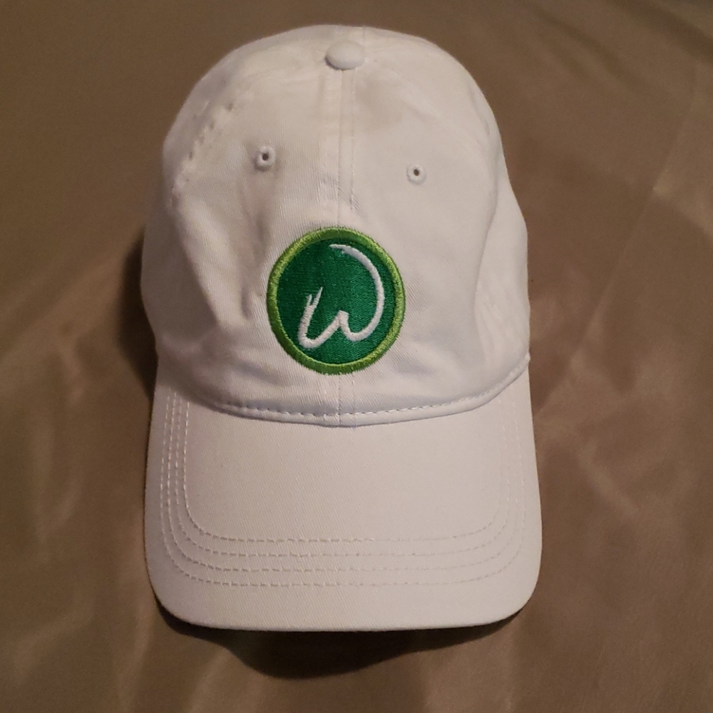 White Baseball Cap with Green Logo - Men's Casual Hat
